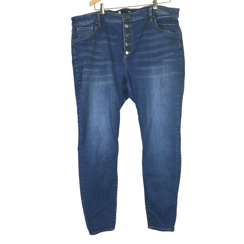 Kut from the Kloth Mia High Rise Skinny Jeans Button Fly 20W Blue
